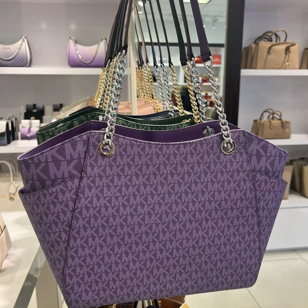 Michael Kors Dark Purple Shoulder Chain Tote_3